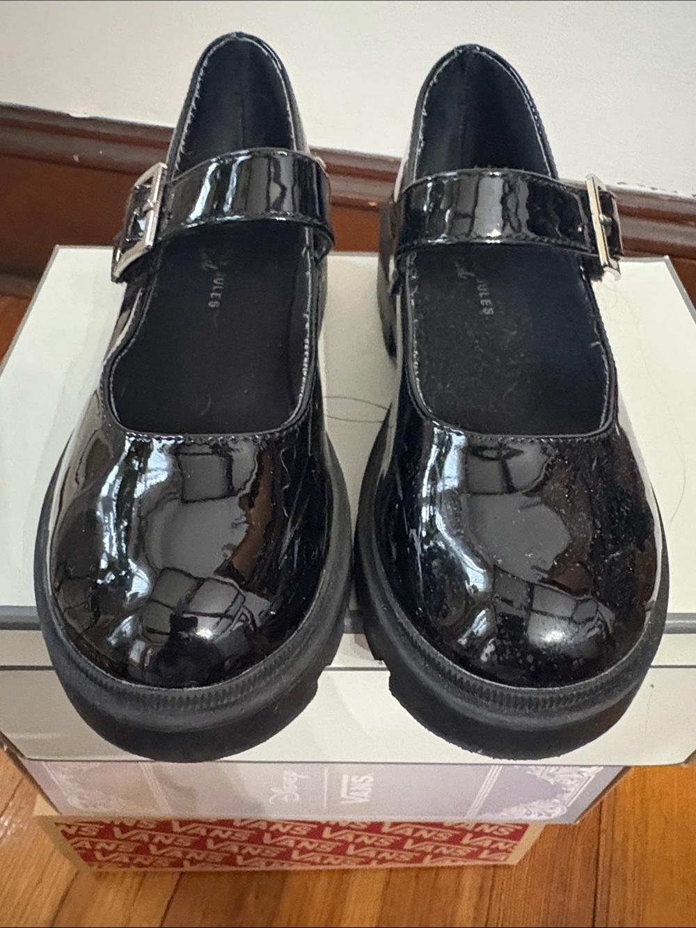 Vans Girls' Black Patent Mary Jane Buckle Shoes